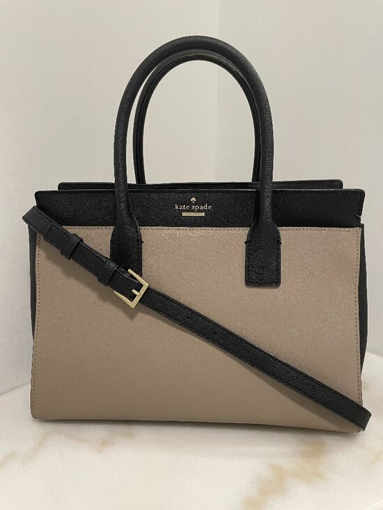 kate spade Handbags - Kate Spade Cameron Street Candace Leather Satchel Color Block Black & Tan Large